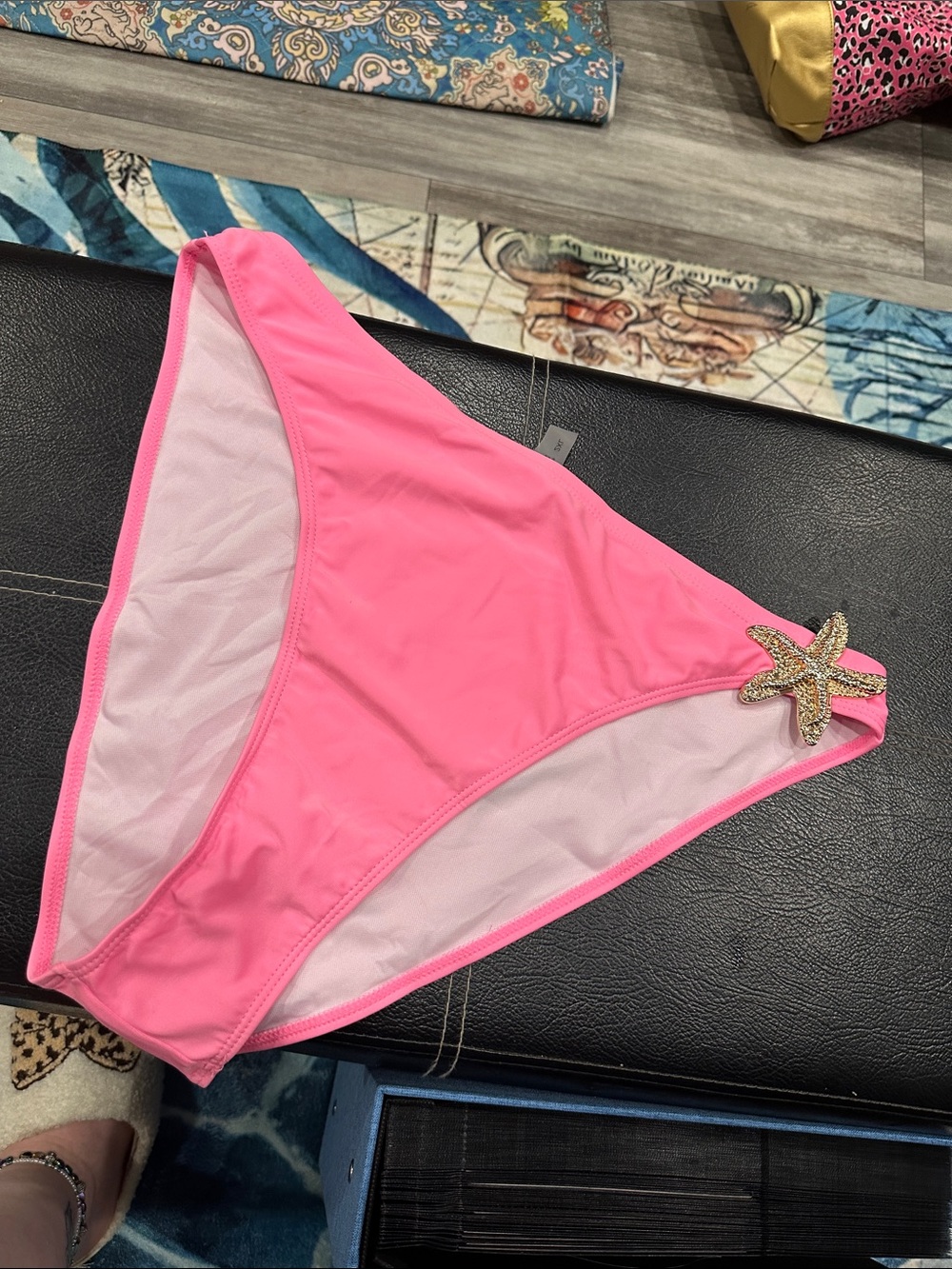 SHEIN Pink Bikini Bottom with Gold Starfish Accent